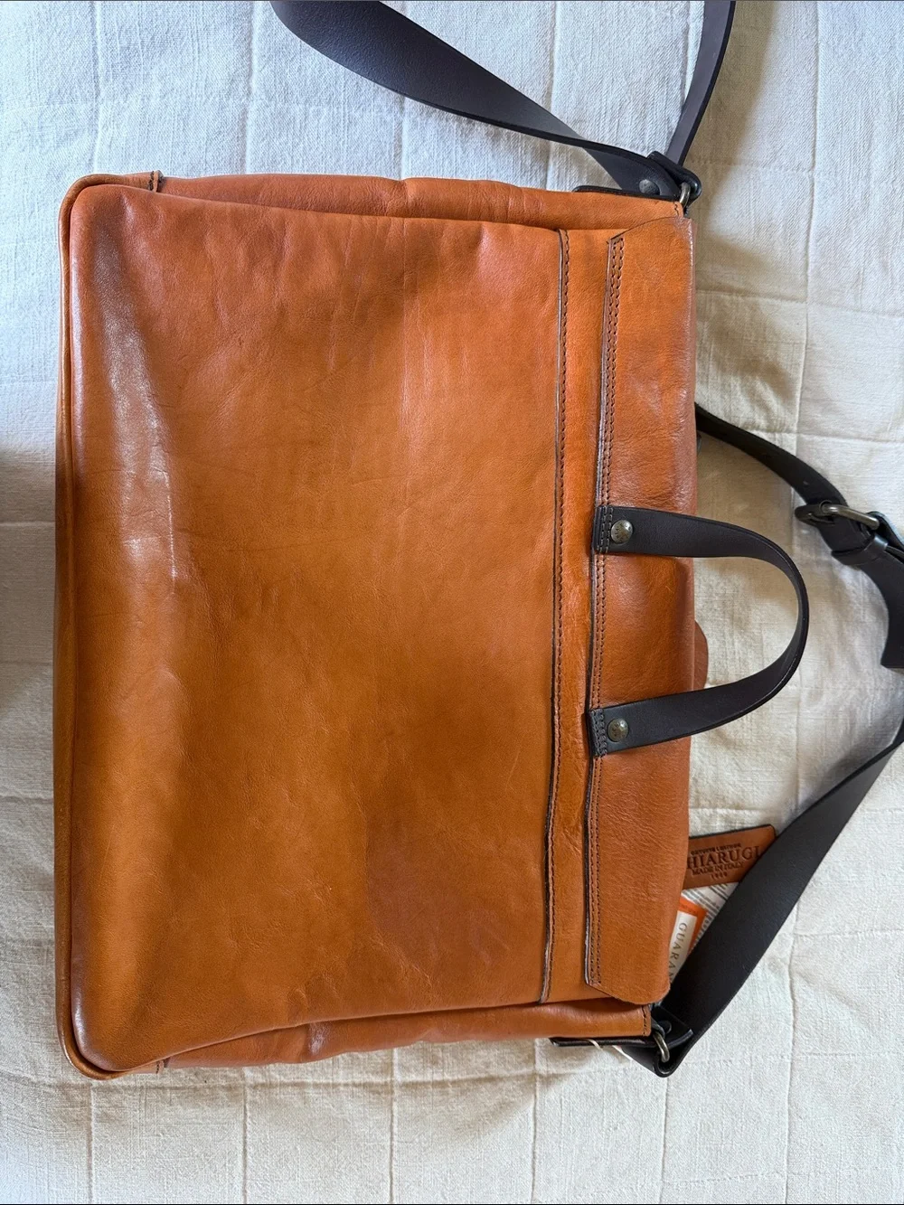 Tan Genuine Leather Messenger Bag - Florence, Italy